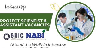 Project Scientist & Assistant Vacancies Open—PhD Life Science Candidates Apply for NABI Jobs. Attend the Walk-in Interview on 21-05-2025. (1)