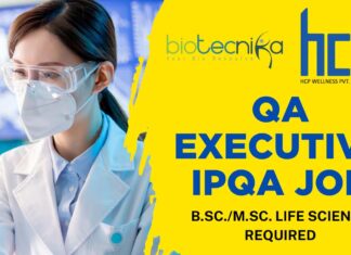 QA Executive IPQA Job – HCP Wellness B.Sc.M.Sc. Life Science Required