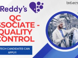 QC Associate - Quality Control at Dr. Reddy’s, MSc Biotech candidates can apply!