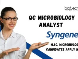 QC Microbiology Analyst Job at Syngene in Bangalore - M.Sc. Microbiology Candidates Apply Now!