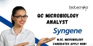 QC Microbiology Analyst Job at Syngene in Bangalore - M.Sc. Microbiology Candidates Apply Now!