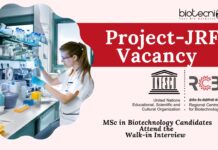RCB Project-JRF Vacancy – MSc in Biotechnology Candidates Attend the Walk-in Interview on May 26