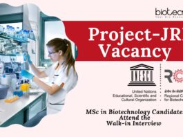 RCB Project-JRF Vacancy – MSc in Biotechnology Candidates Attend the Walk-in Interview on May 26