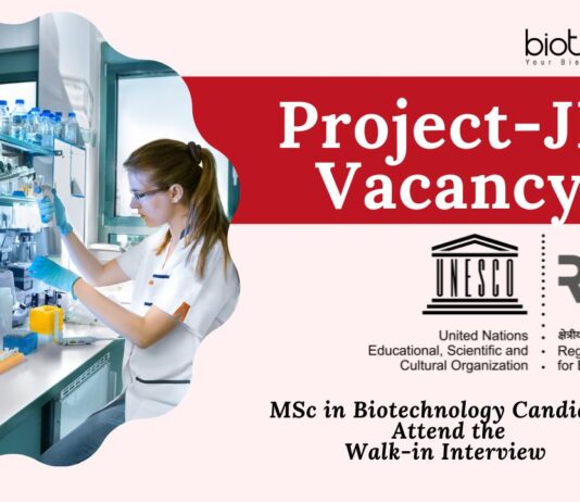 RCB Project-JRF Vacancy – MSc in Biotechnology Candidates Attend the Walk-in Interview on May 26