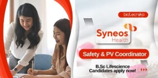 Syneos Health BSc Life Sciences Safety & PV Coordinator Job, Apply Now