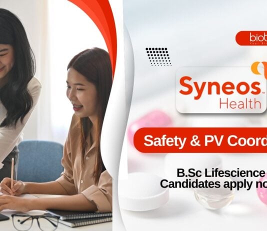 Syneos Health BSc Life Sciences Safety & PV Coordinator Job, Apply Now