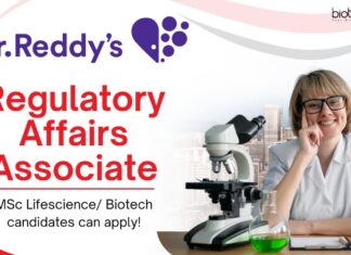 Regulatory Affairs Associate at Dr. Reddy’s Laboratories, MSc Lifescience Biotech candidates can apply!