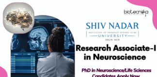 Research Associate-I in Neuroscience, Shiv Nadar University | PhD in Neuroscience/Life Sciences Candidates Apply Now