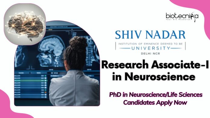 Research Associate-I in Neuroscience, Shiv Nadar University | PhD in Neuroscience/Life Sciences Candidates Apply Now