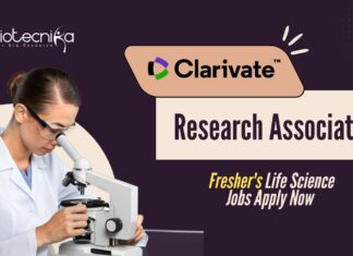 Research Associate at Clarivate – Fresher's Life Science Jobs | Apply Now