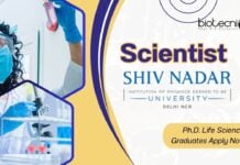 Scientist Job at Shiv Nadar University | Ph.D. Life Science Graduates Apply Now