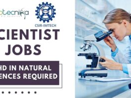 Scientist Jobs at CSIR-IMTECH PhD in Natural Sciences