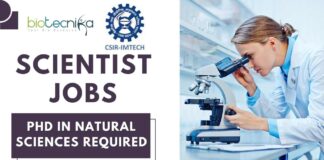 Scientist Jobs at CSIR-IMTECH PhD in Natural Sciences