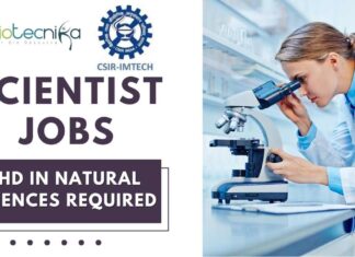 Scientist Jobs at CSIR-IMTECH PhD in Natural Sciences