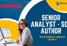 Senior Analyst - SDS Author at Merk, MSc Biotechnology candidates can apply!