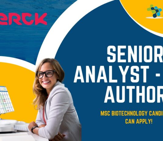 Senior Analyst - SDS Author at Merk, MSc Biotechnology candidates can apply!