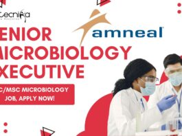 Senior Microbiology Executive at Amneal, BScMSc Microbiology job, apply now!