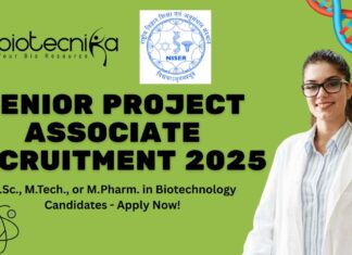 Senior Project Associate Recruitment 2025 at NISER Bhubaneswar