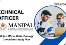 Technical Officer Job at KMC Mangalore, MAHE – B.Sc./ MSc in Biotechnology Candidates Apply Now 