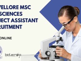VIT Vellore MSc Life Sciences Project Assistant Recruitment - Apply Now