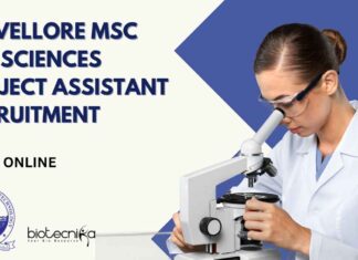 VIT Vellore MSc Life Sciences Project Assistant Recruitment - Apply Now