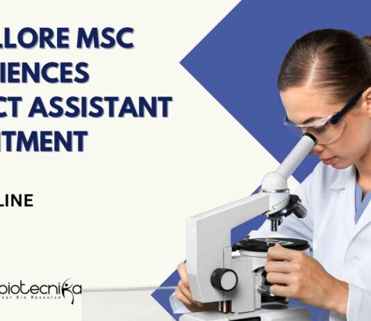 VIT Vellore MSc Life Sciences Project Assistant Recruitment - Apply Now