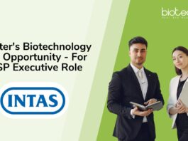 Master's Biotechnology Job Opportunity - For USP Executive Role