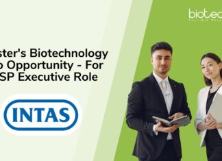 Master's Biotechnology Job Opportunity - For USP Executive Role