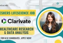 Freshers Lifescience Job at Clarivate in Healthcare Research!