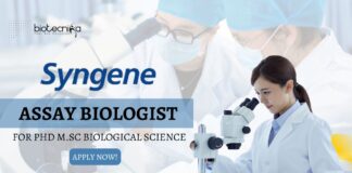 Assay Biologist Job at Syngene for PhD/M.Sc Biological science!