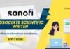 Sanofi Associate Scientific Writer Job M.Sc Lifescience - Apply!