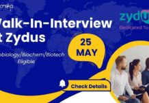 Walk-In-Interview at Zydus Life Sciences