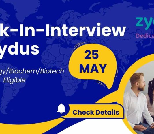 Walk-In-Interview at Zydus Life Sciences