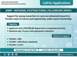 ANRF-National Post Doctoral Fellowship 2025 Scheme Open For Applications