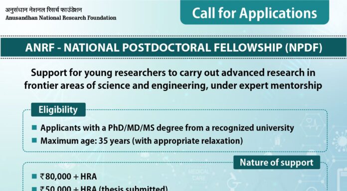 ANRF-National Post Doctoral Fellowship 2025 Scheme Open For Applications