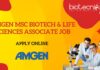 Amgen MSc Biotech Job Life Sciences