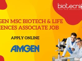 Amgen MSc Biotech Job Life Sciences