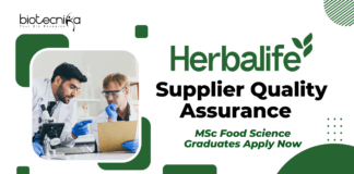 Supplier Quality Assurance Job at Herbalife – MSc Food Science Graduates Apply Now