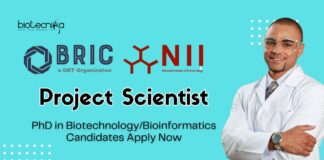BRIC-NII Project Scientist Job - PhD in BiotechnologyBioinformatics Candidates Apply Now
