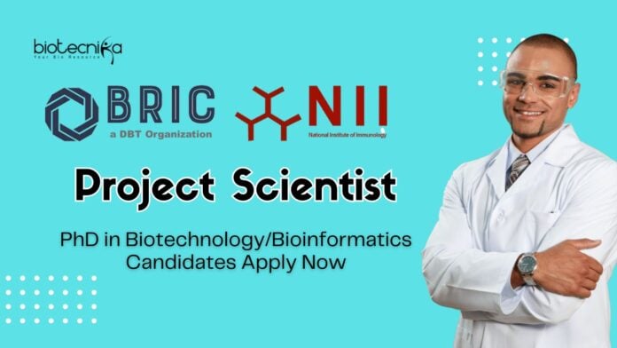 BRIC-NII Project Scientist Job - PhD in BiotechnologyBioinformatics Candidates Apply Now