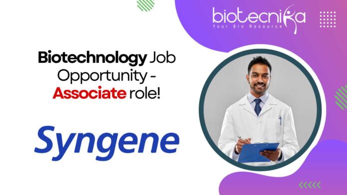 BTech Biotechnology Job at Syngene