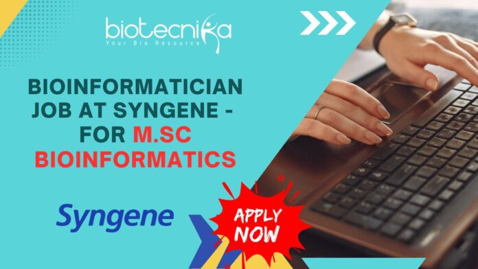MSc bioinformatics jobs Bangalore - Bioinformatics job at Syngene
