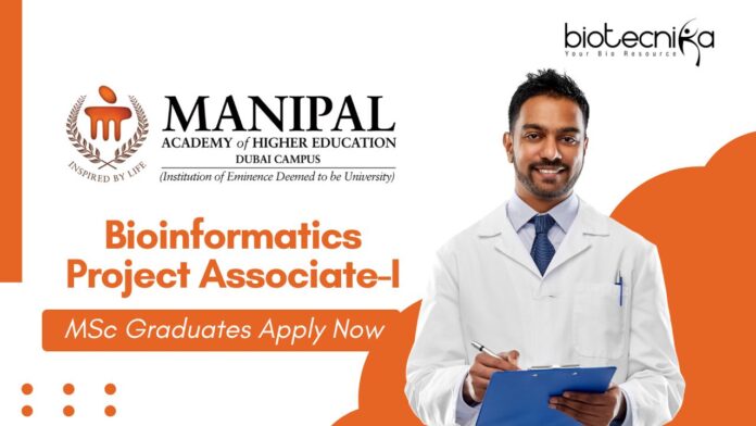 Bioinformatics Project Associate-I Role at MAHE | MSc Graduates Apply Now