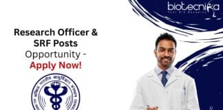 Research Officer & SRF Posts Opportunity - Apply Now!