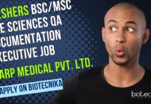 Freshers Life Sciences QA Documentation Executive Job