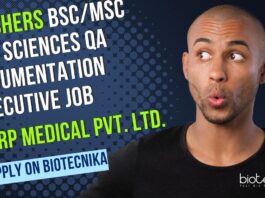 Freshers Life Sciences QA Documentation Executive Job