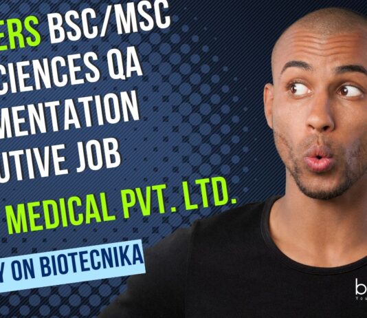 Freshers Life Sciences QA Documentation Executive Job