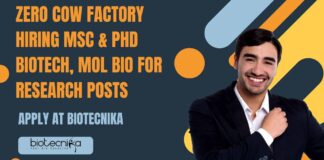 Zero Cow Factory Hiring MSc & PhD Biotech