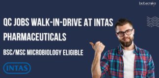 QC Jobs Walk-In-Drive at Intas Pharmaceuticals