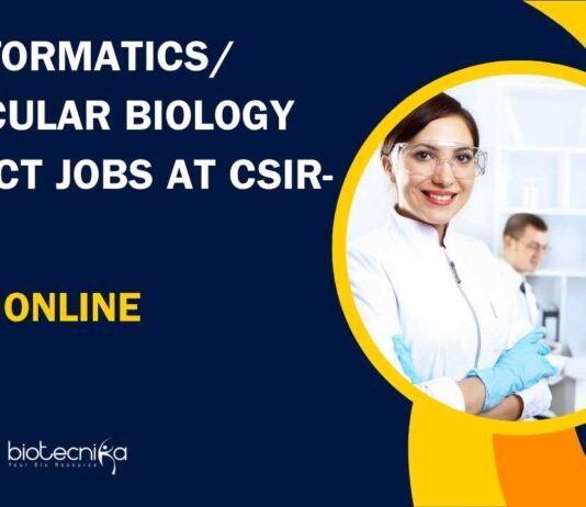 Bioinformatics/Molecular Biology Project Jobs at CSIR-CCMB